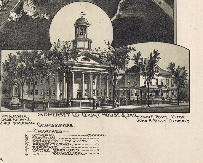 1900 Panoramic Map of Somerset Pennsylvania