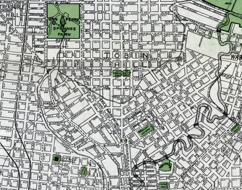 1924 Map of San Antonio Bexar County Texas