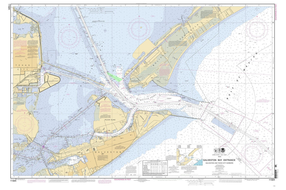 2011 Nautical Map of Galveston Bay Texas