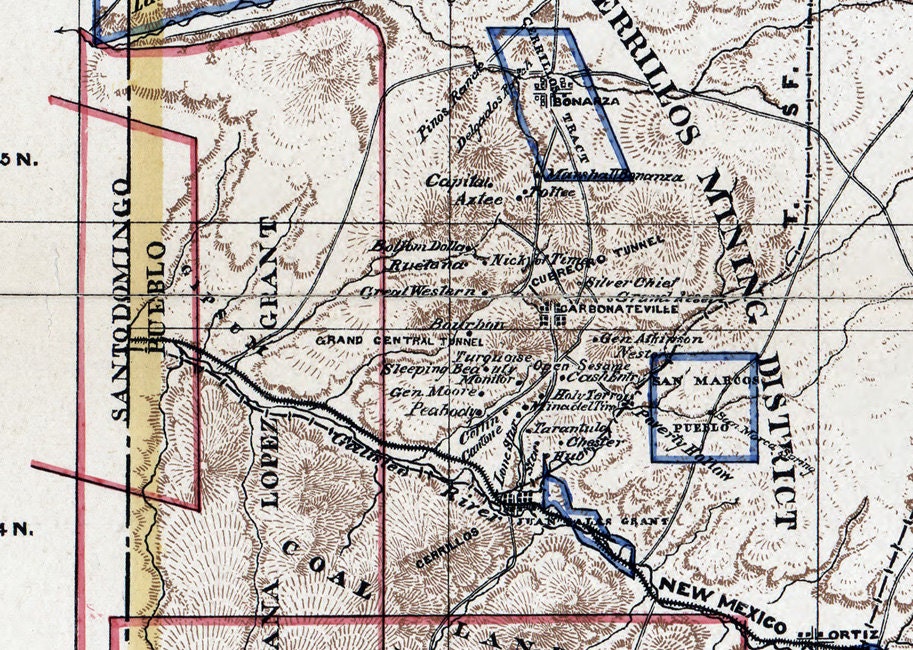 1883 Map of Santa Fe County New Mexico