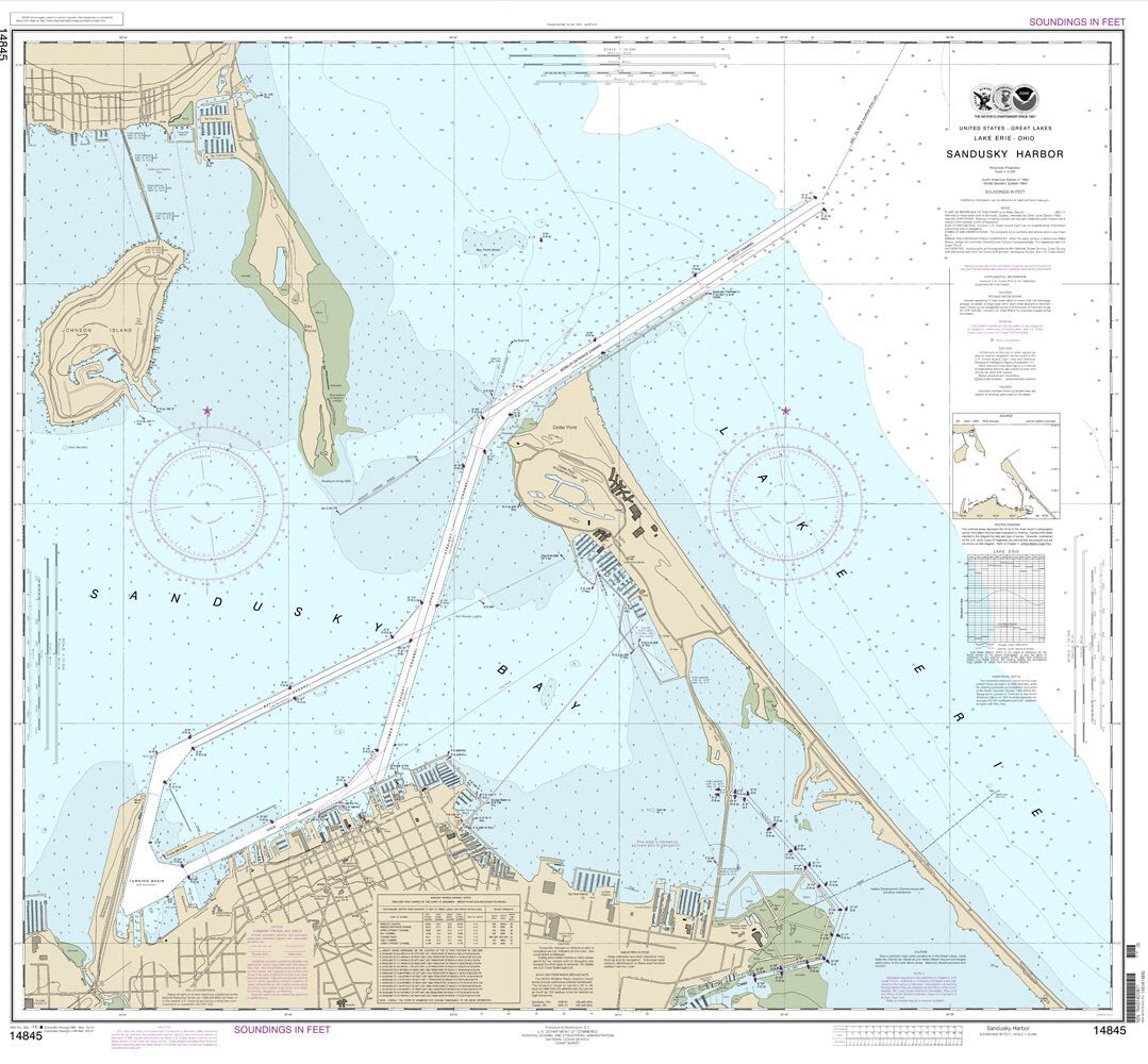 2014 Nautical Map of Sandusky Harbor Lake Erie Ohio