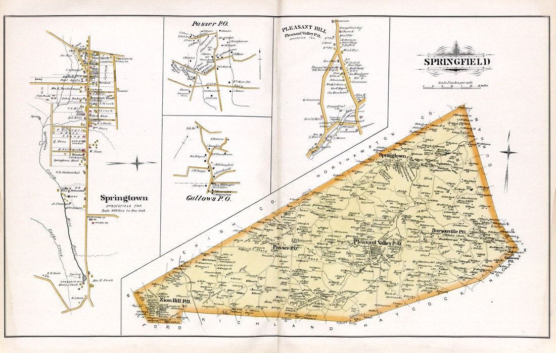 1891 Map of Springfield Township Bucks County Pennsylvania