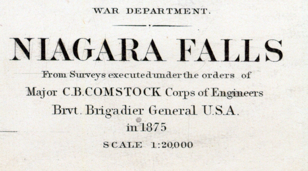 1875 Nautical Chart Map of Niagara Falls New York USA Canada