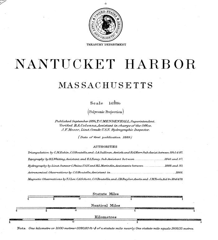 1889 Nautical Chart of Nantucket Harbor