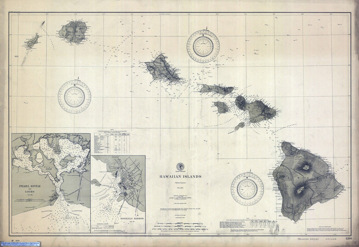 1902 Nautical Map of the Hawaiian Islands