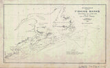 1918 Nautical Chart Map of Atlantic Ocean Fishing Banks New York to Gulf of St Lawrence