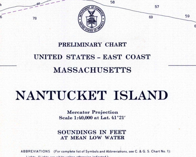 1968 Nautical Chart Map of Nantucket Island