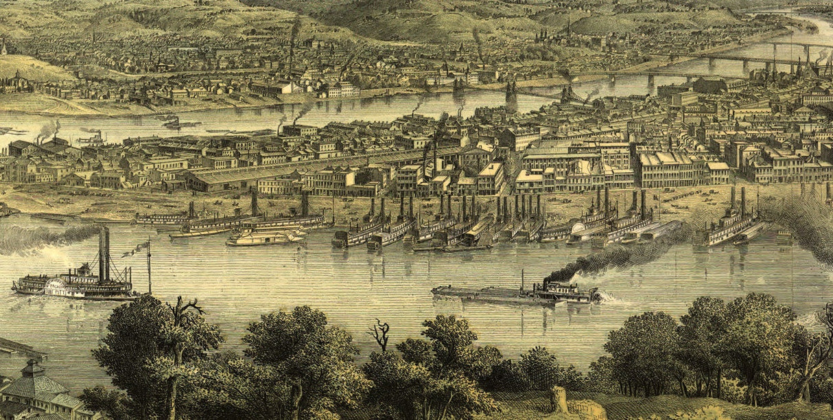1871 Panoramic Map of Pittsburgh Pennsylvania