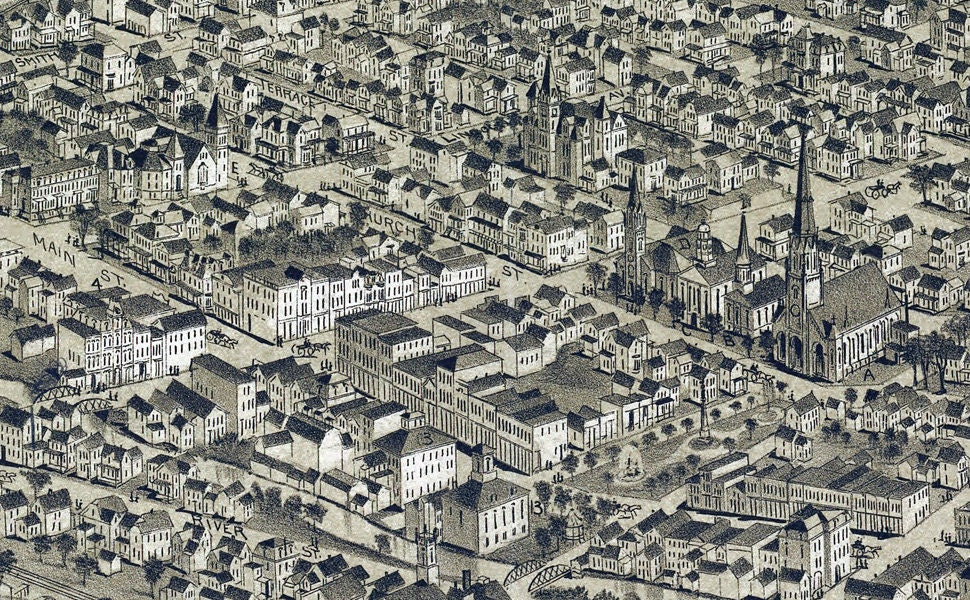 1890 Panoramic Map of Carbondale Pennsylvania