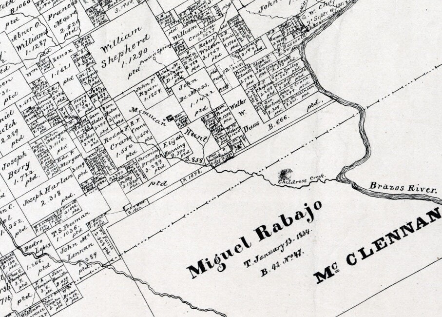 1879 Farm Line Map of Bosque County Texas