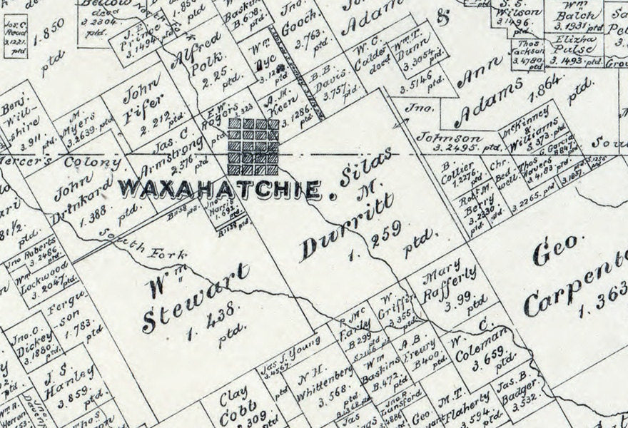 1879 Farm Line Map of Ellis County Texas