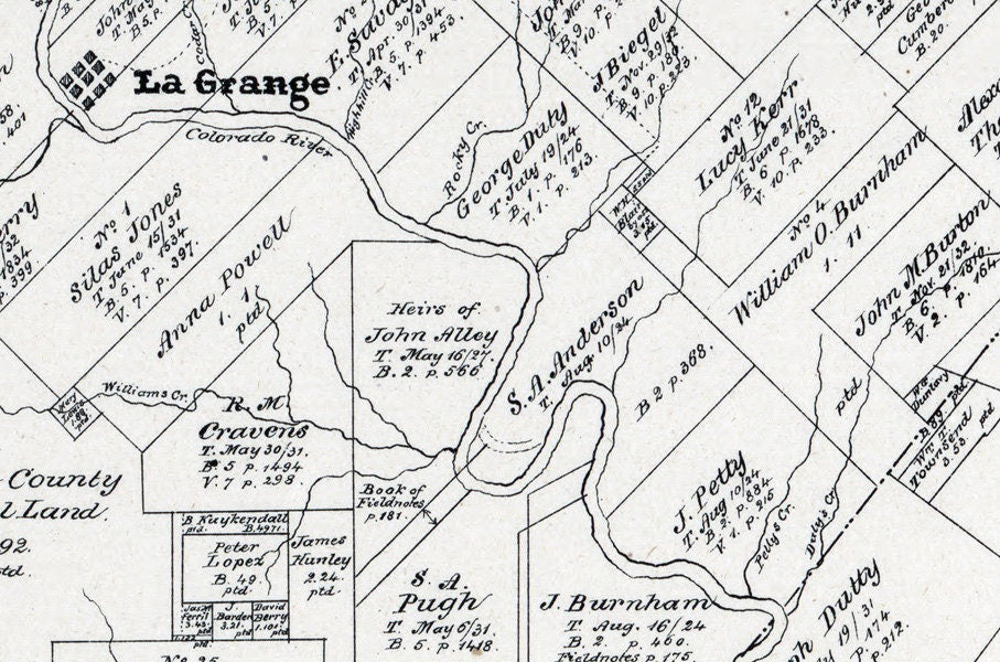 1879 Farm Line Map of Fayette County Texas