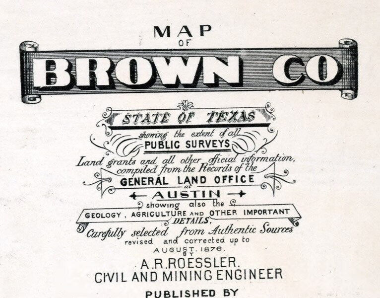 1876 Map of Brown County Texas