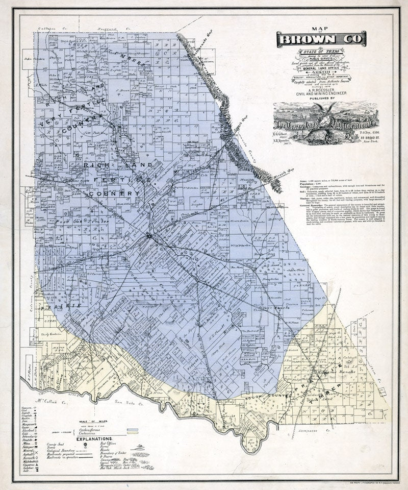 1876 Map of Brown County Texas