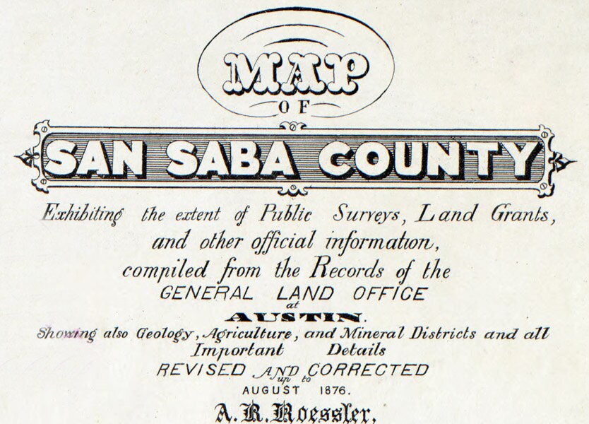 1876 Map of San Saba County Texas