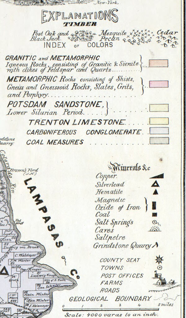 1876 Map of San Saba County Texas