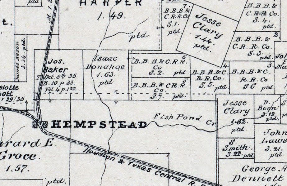 1879 Farm Line Map of Waller County Texas