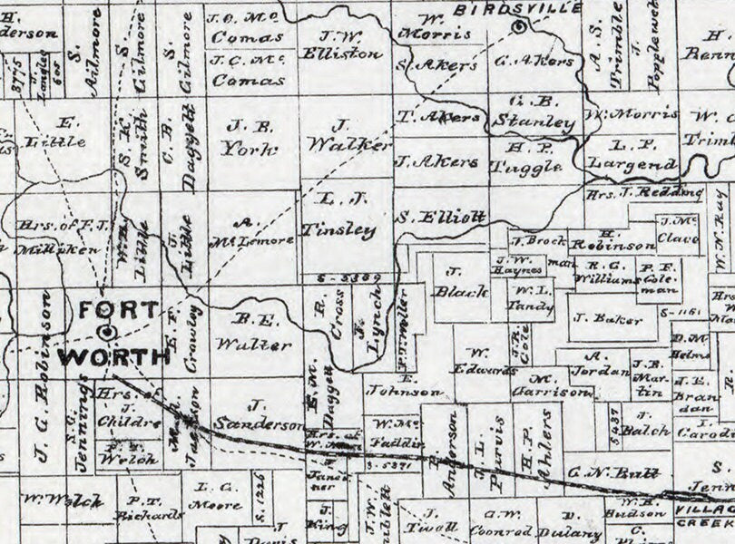 1870 Map of Tarrant County Texas Fort Worth