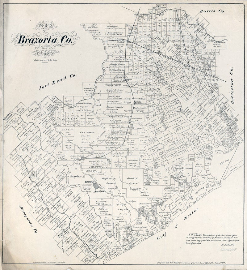 1879 Map of Brazoria County Texas