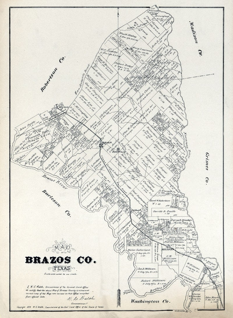 1879 Map of Brazos County Texas