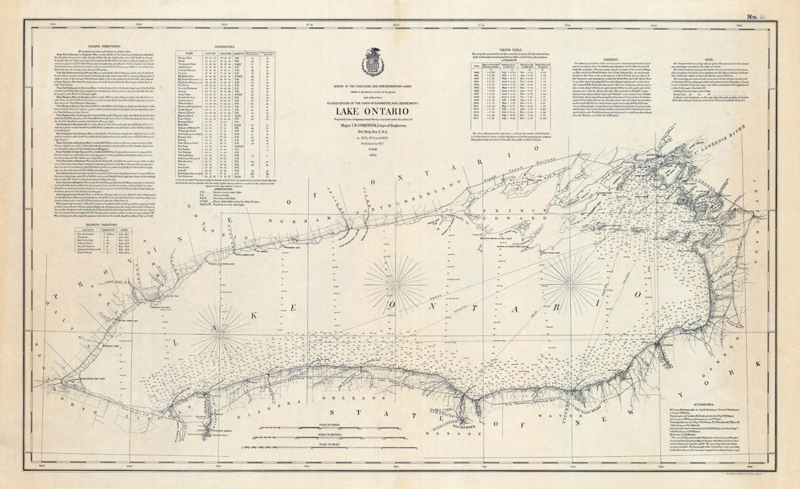 1877 Nautical Map of Lake Ontario