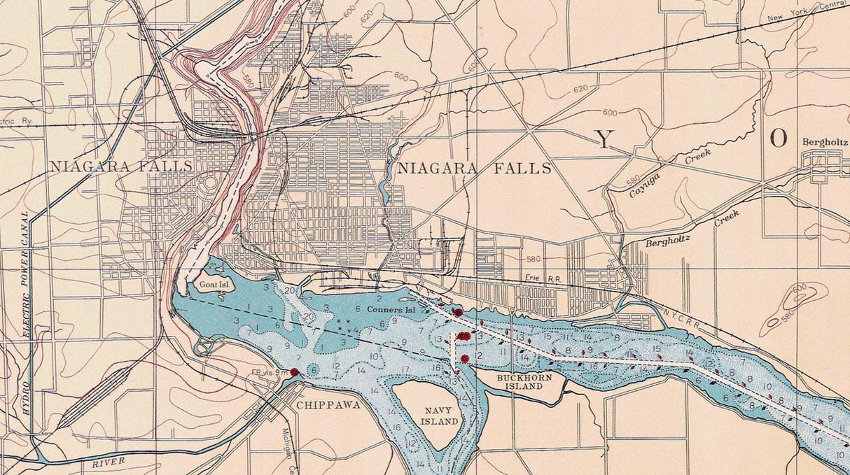 1938 Nautical Map of Lake Erie Buffalo and Niagara Falls