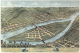 1870 Panoramic Map of Wheeling West Virginia