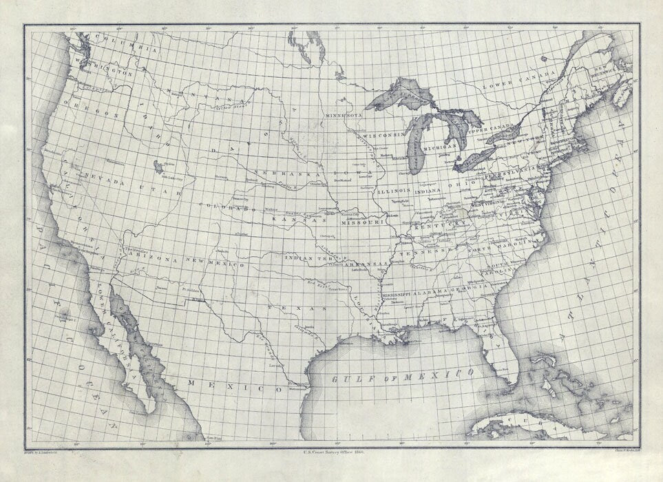 1866 Map of the United States