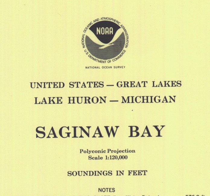 1975 Nautical Map of Saginaw Bay Lake Huron