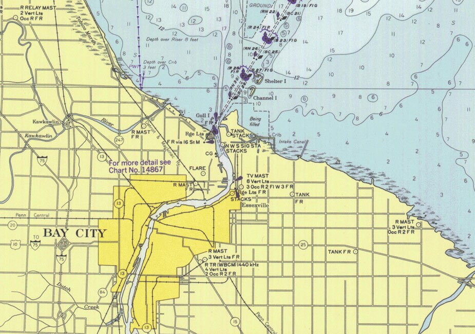 1975 Nautical Map of Saginaw Bay Lake Huron