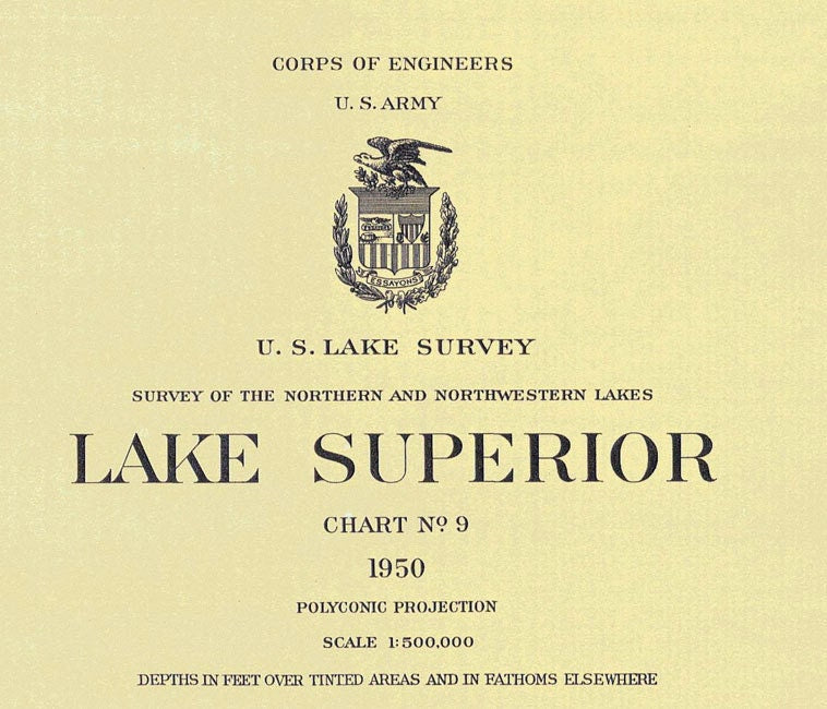 1950 Nautical Map of Lake Superior