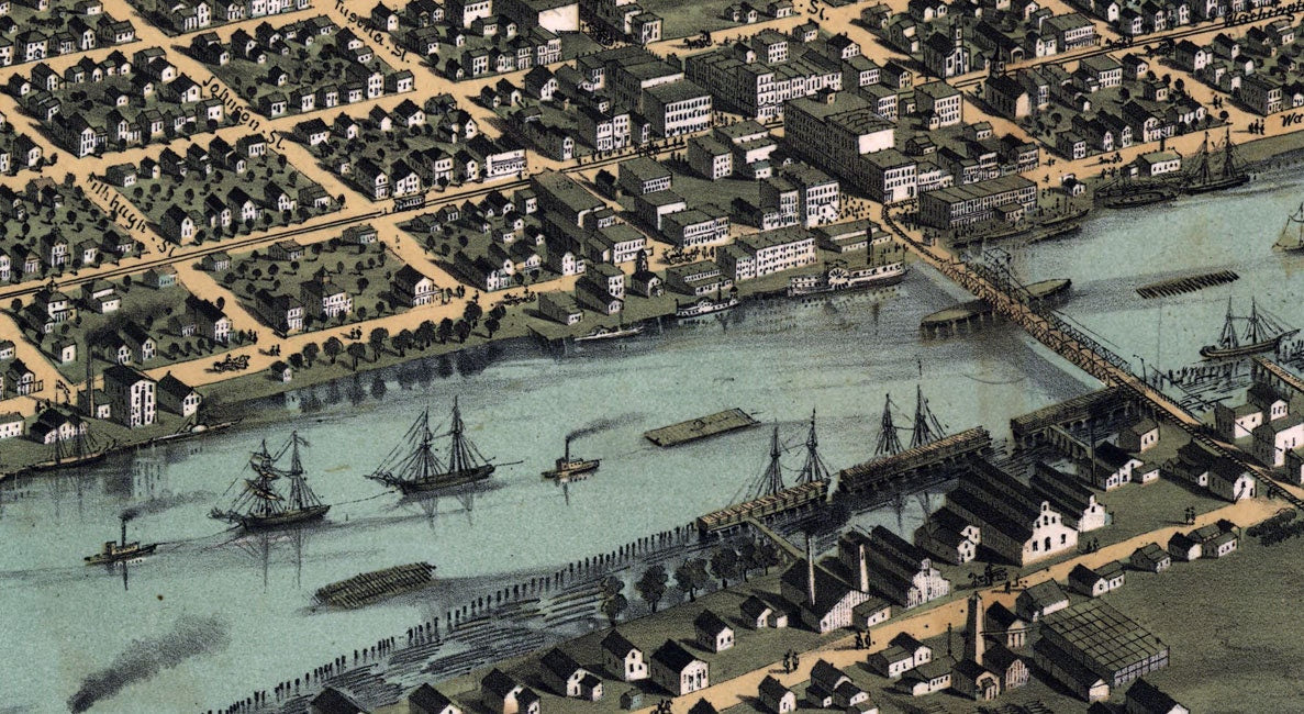 1867 Panoramic Map of East Saginaw Michigan