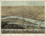 1867 Panoramic Map of Saginaw City Michigan