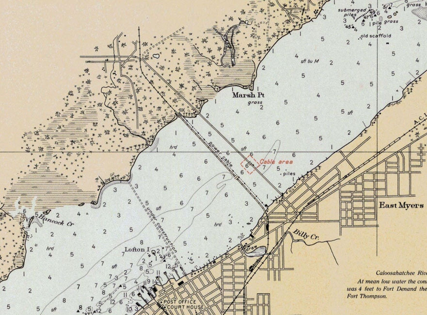 1930 Nautical Map of San Carlos Bay & Caloosahatchee River Florida