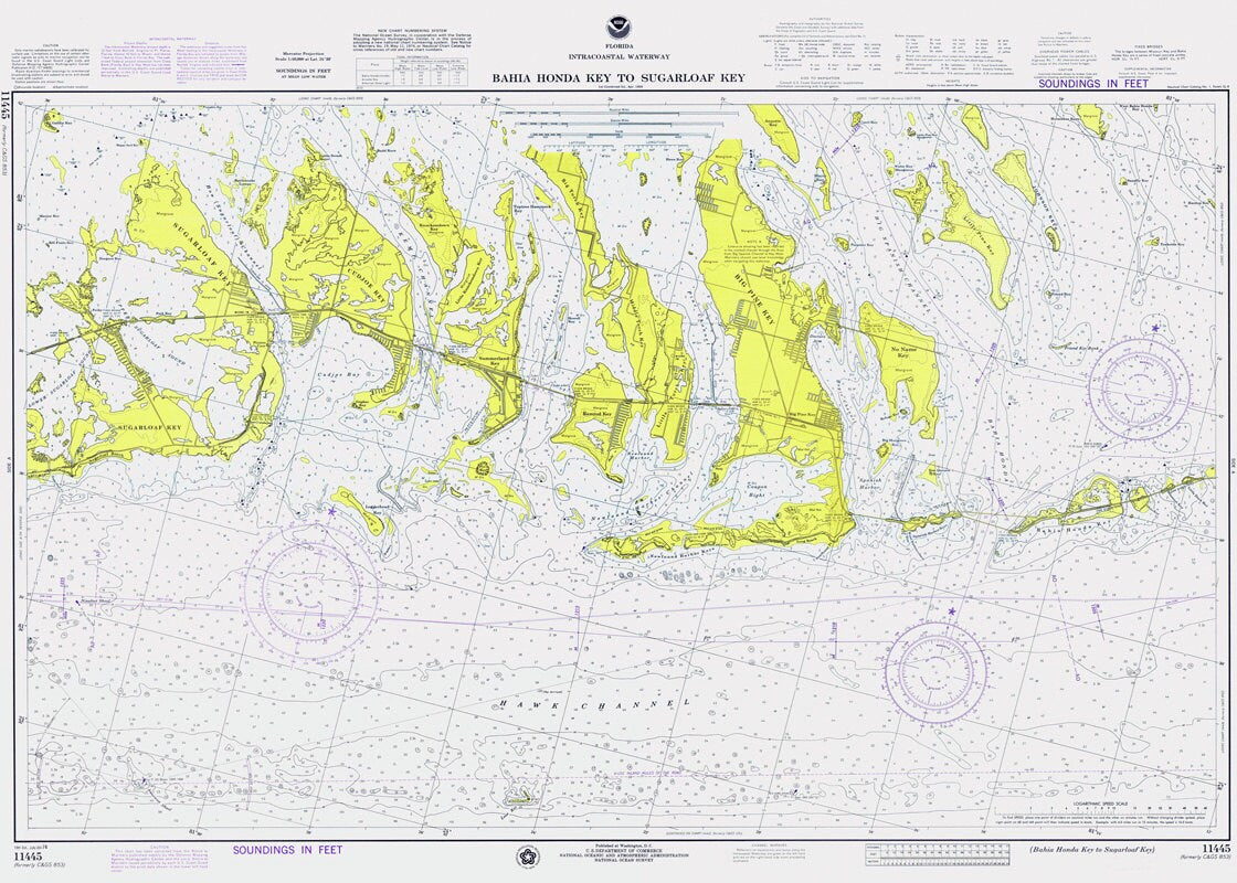 1974 Nautical Map of Bahia Honda Key to Sugarloaf Key Florida