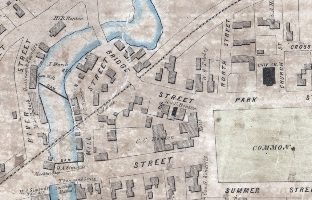 1853 Map of Lebanon Grafton County New Hampshire