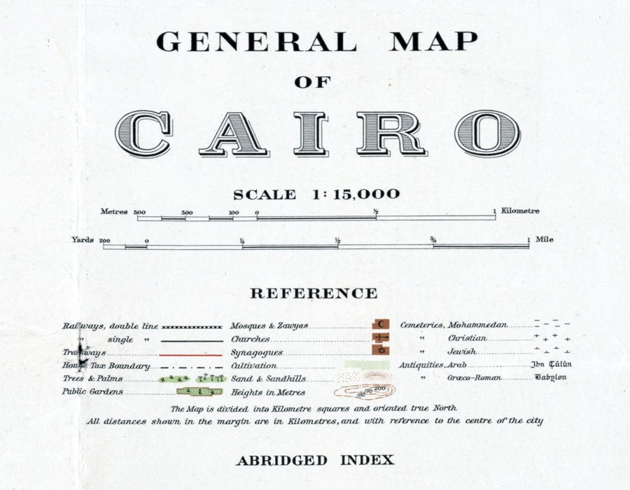 1920 Map of Cairo Egypt