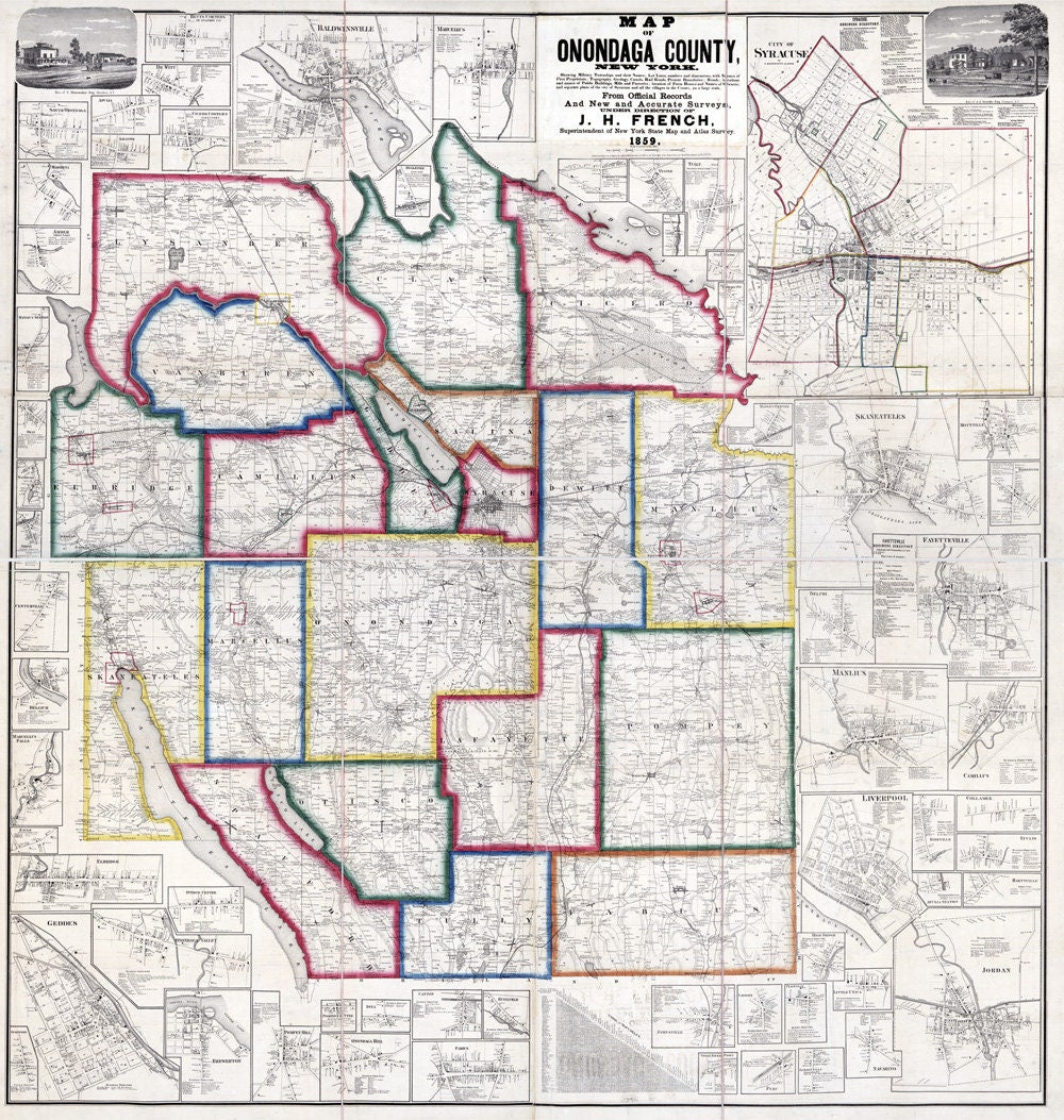 1859 Map of Onondaga County New York