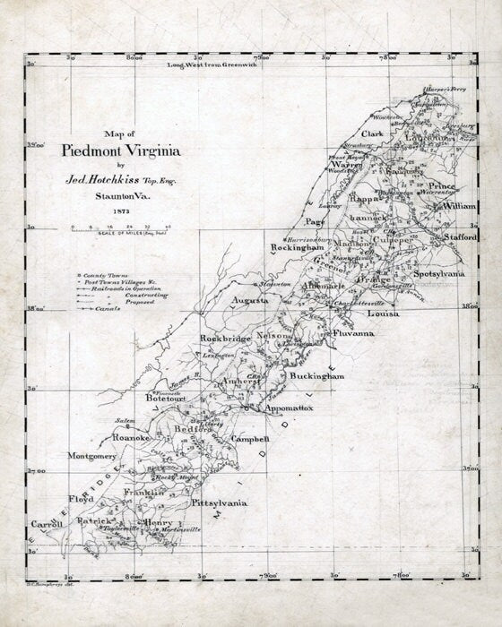 1873 Map of Piedmont Virginia