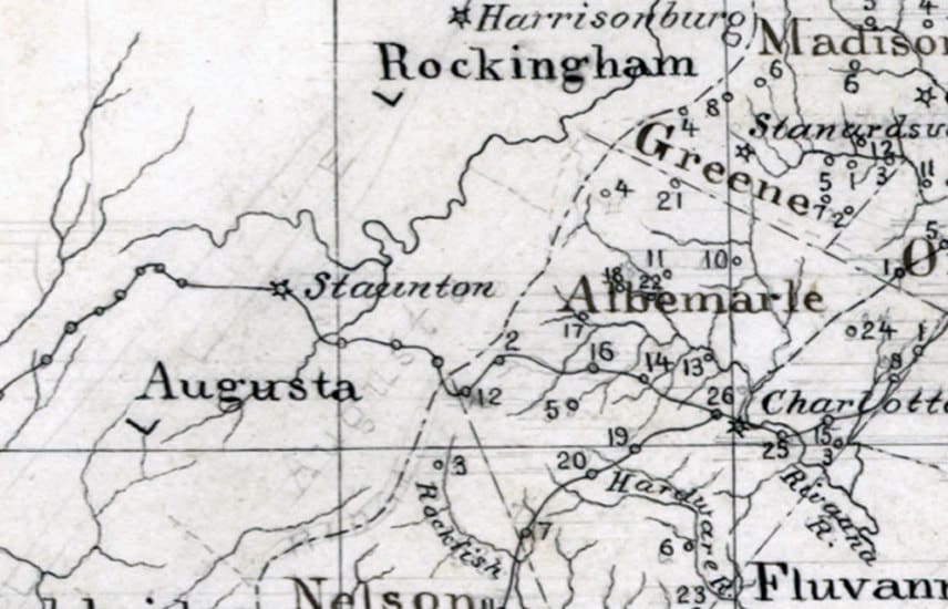 1873 Map of Piedmont Virginia